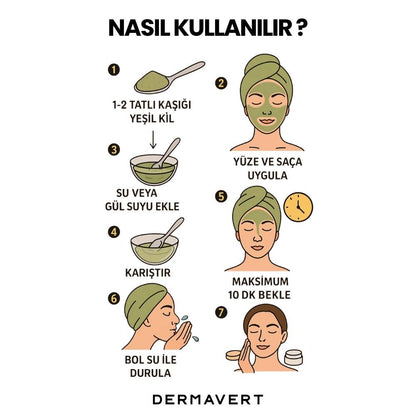 DERMAVERT™ Yeşil Kil Maskesi Tozu